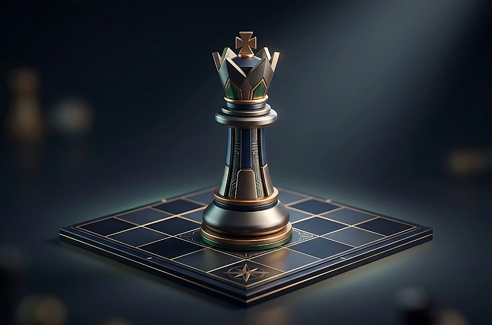 A strategic command piece on a lit board — live production coordination